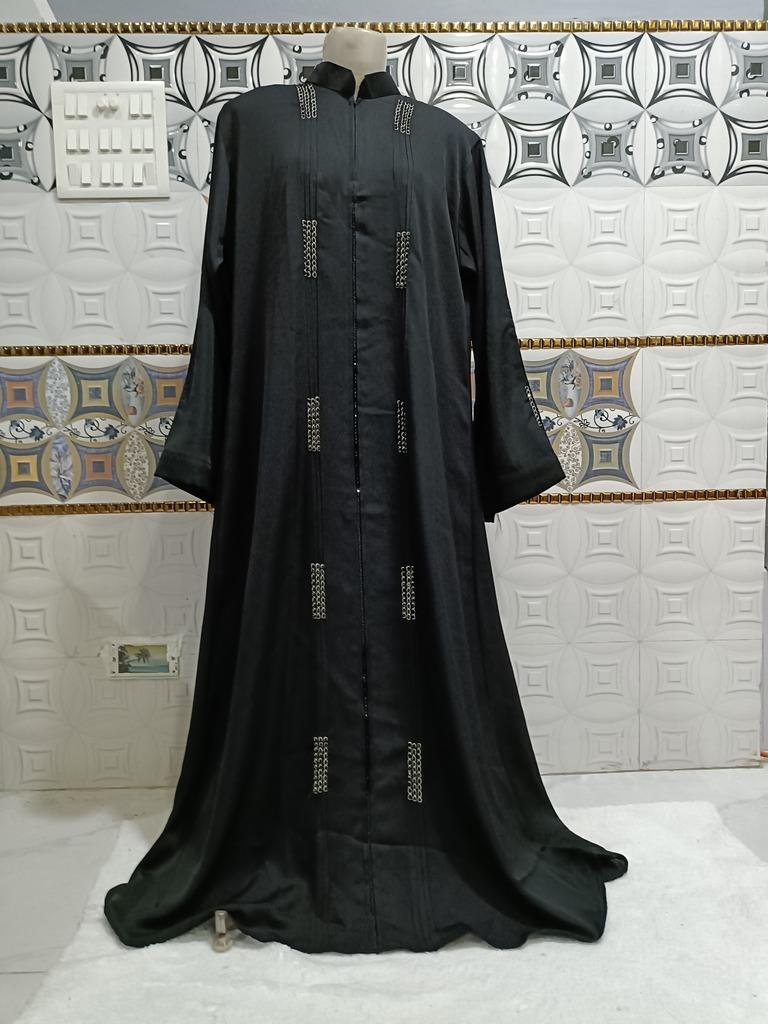 Korean Nida Black Abaya With Handwork image