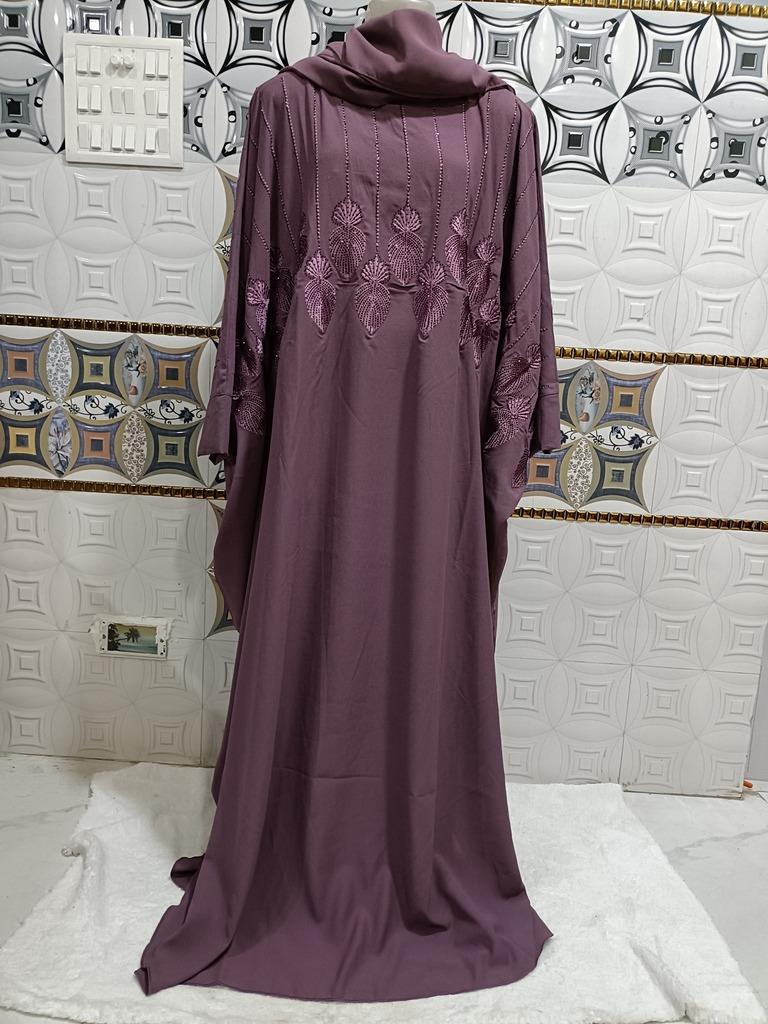 Dusty Purple Heavily Embroidered Kaftan With Lilac Embroidery