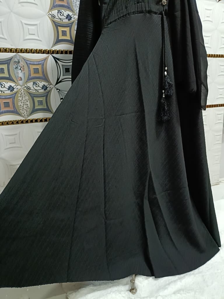 Black Candy Plain Umbrella Abaya With Dori image