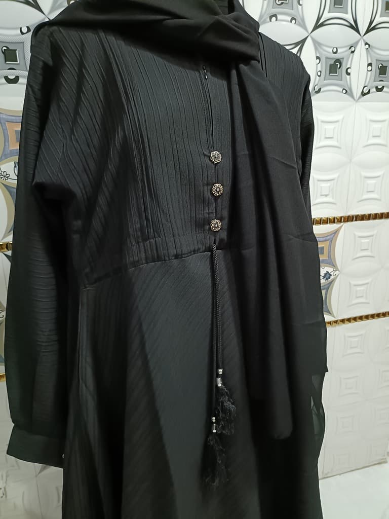 Black Candy Plain Umbrella Abaya With Dori image