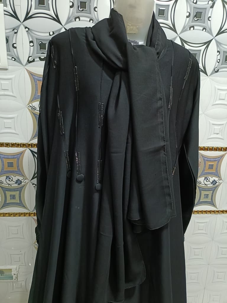 Black Abaya With Stone Sheet image