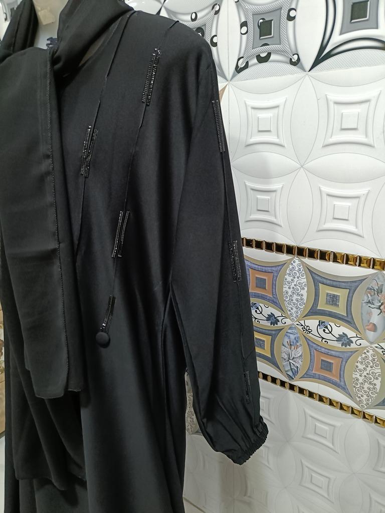 Black Abaya With Stone Sheet image
