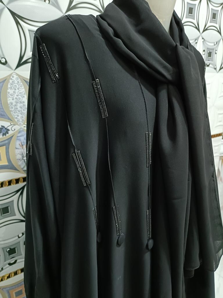 Black Abaya With Stone Sheet image