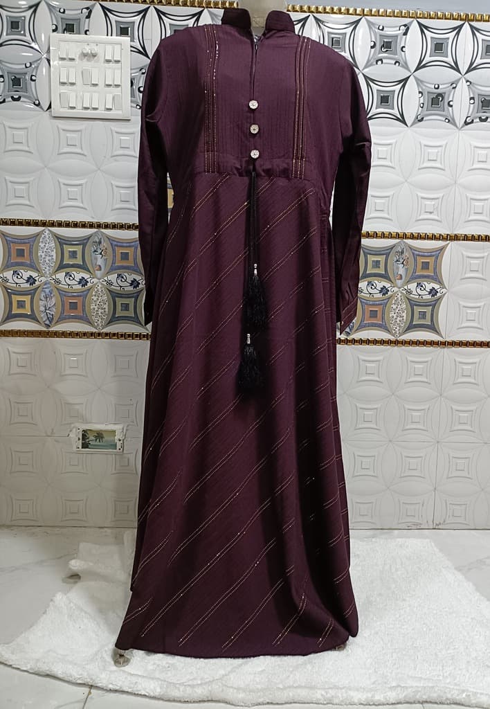 Mulberry Purple Umbrella Abaya With Stone Work and Plates