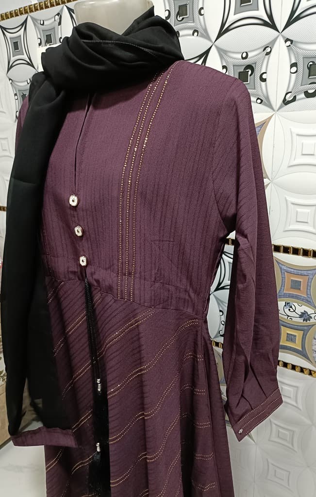 Mulberry Purple Umbrella Abaya With Stone Work and Plates image