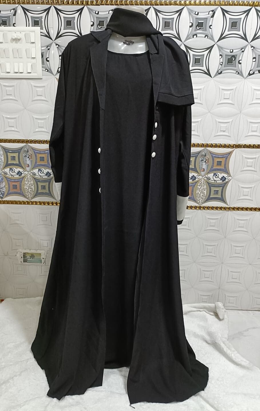 Coat Style 2 Piece Black Shrug Abaya With Separate Coat image