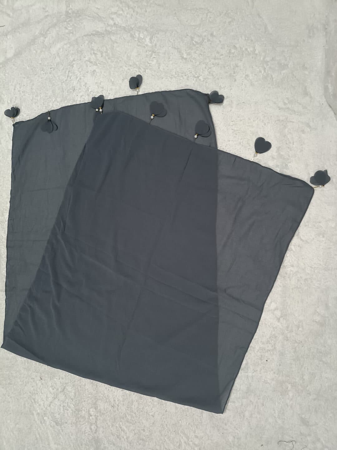 Gray Diamond Georgette Hijab Stole With Heart Latkan image