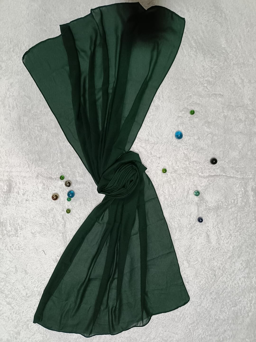 Dark Green Diamond Georgette Hijab Stole