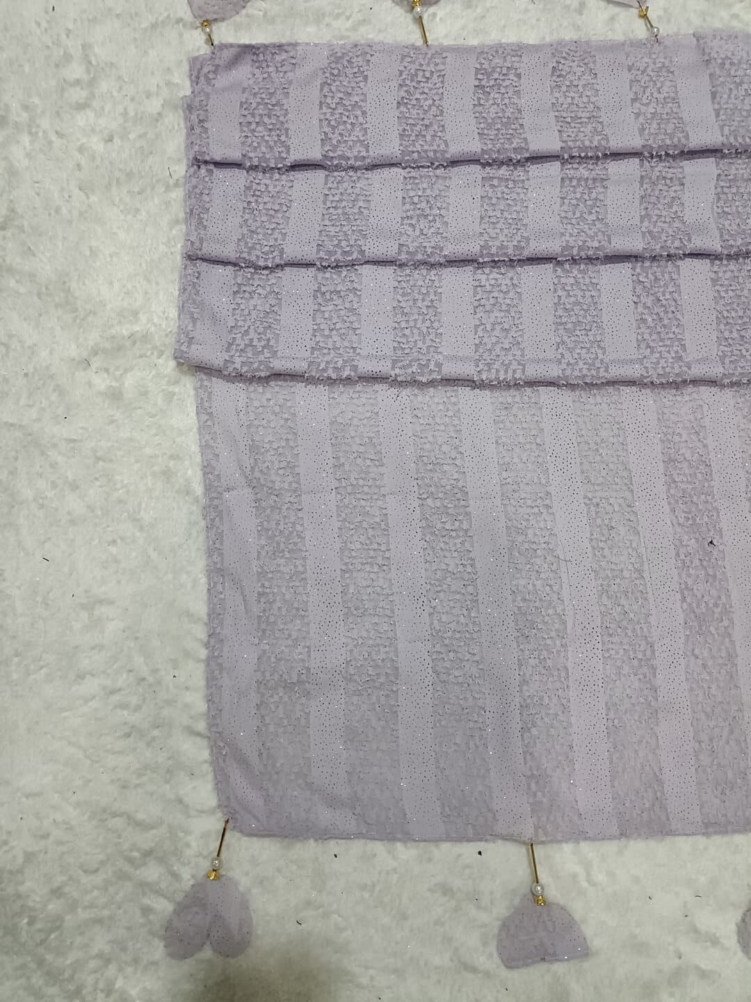 Light Purple Fur Patterned Hijab Stole With Dil Latkan