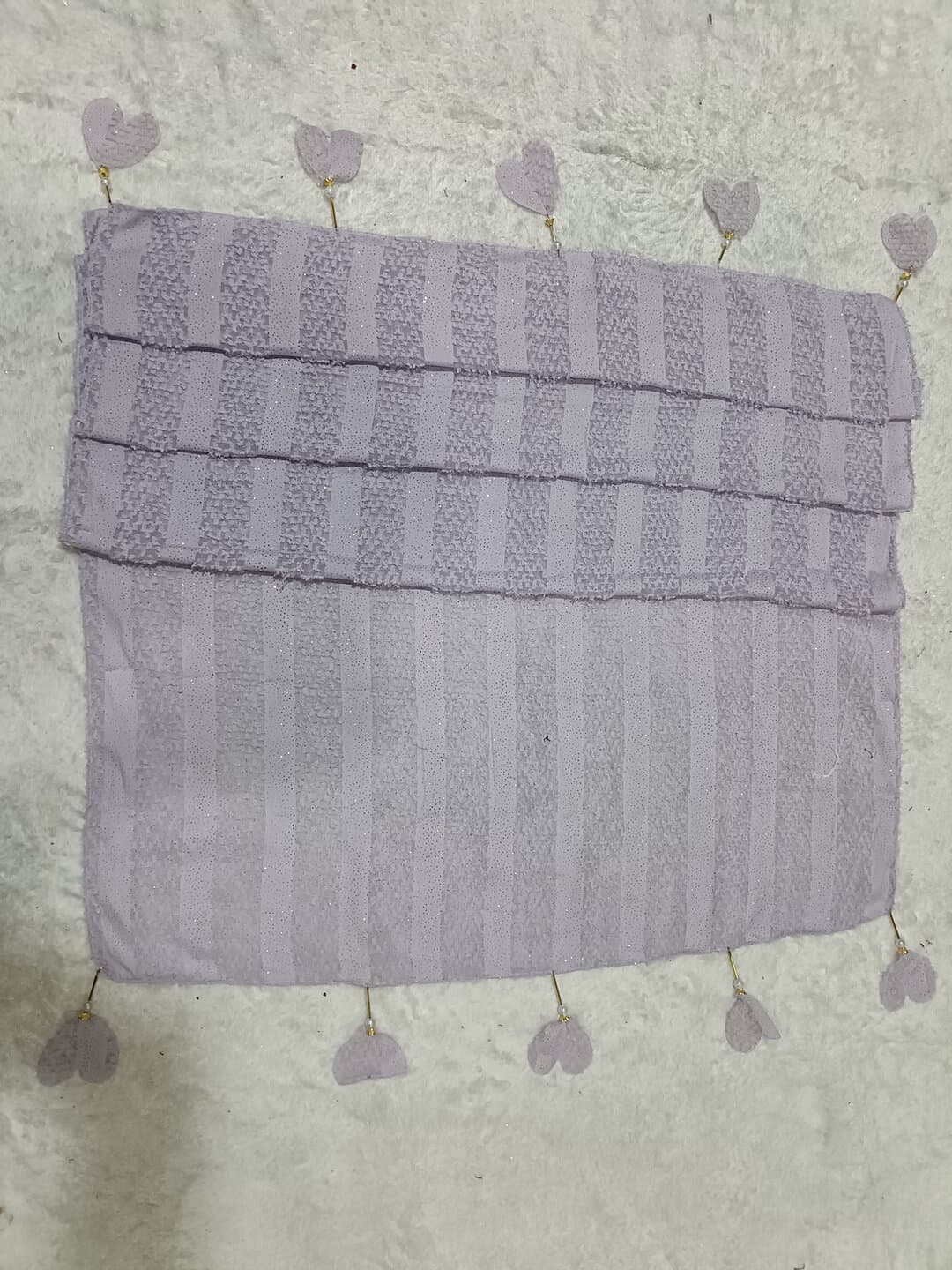 Light Purple Fur Patterned Hijab Stole With Dil Latkan thumbnail 2