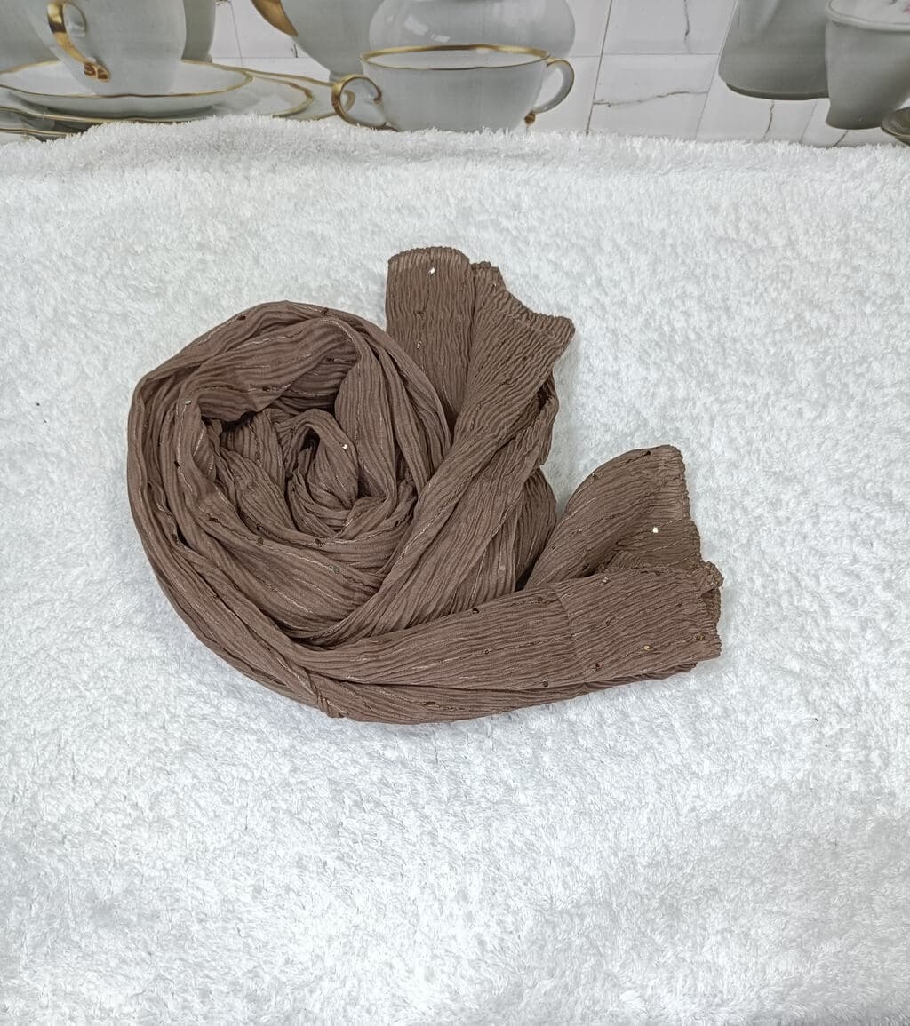 Ash Brown Cotton Crush Hijab Stole image