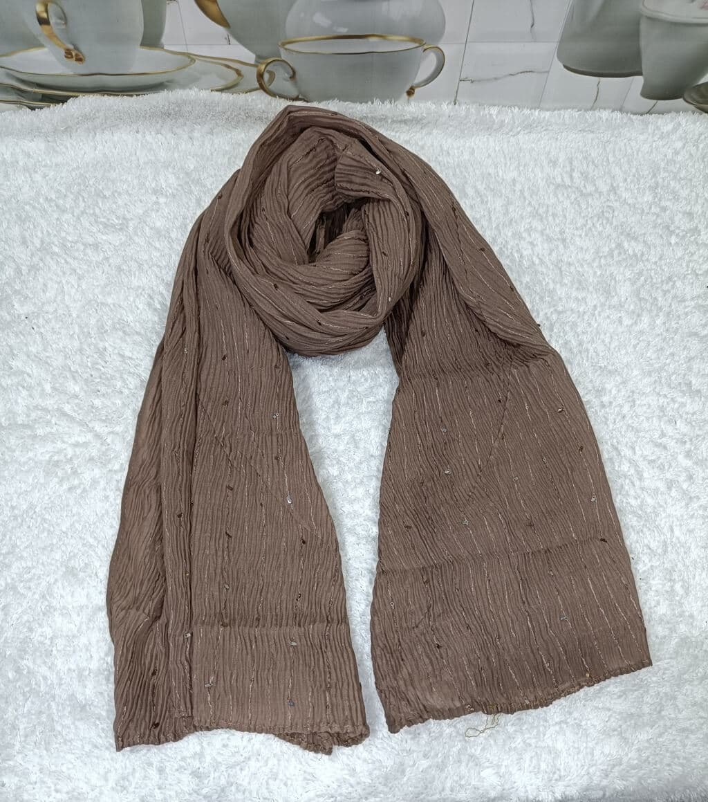 Ash Brown Cotton Crush Hijab Stole image