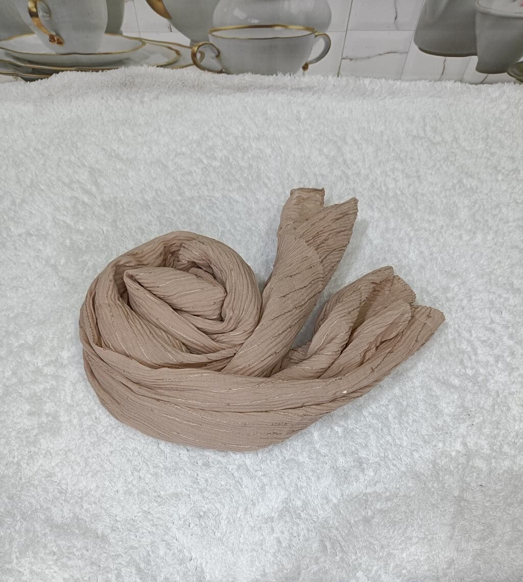 Latte Brown Cotton Crush Hijab Stole