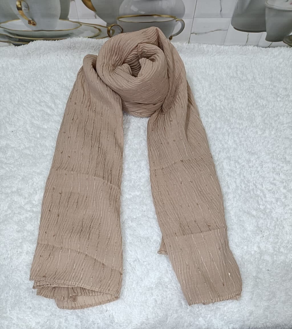 Latte Brown Cotton Crush Hijab Stole thumbnail 2
