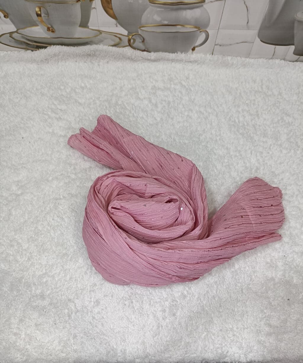 Light Pink Cotton Crush Hijab Stole thumbnail 1