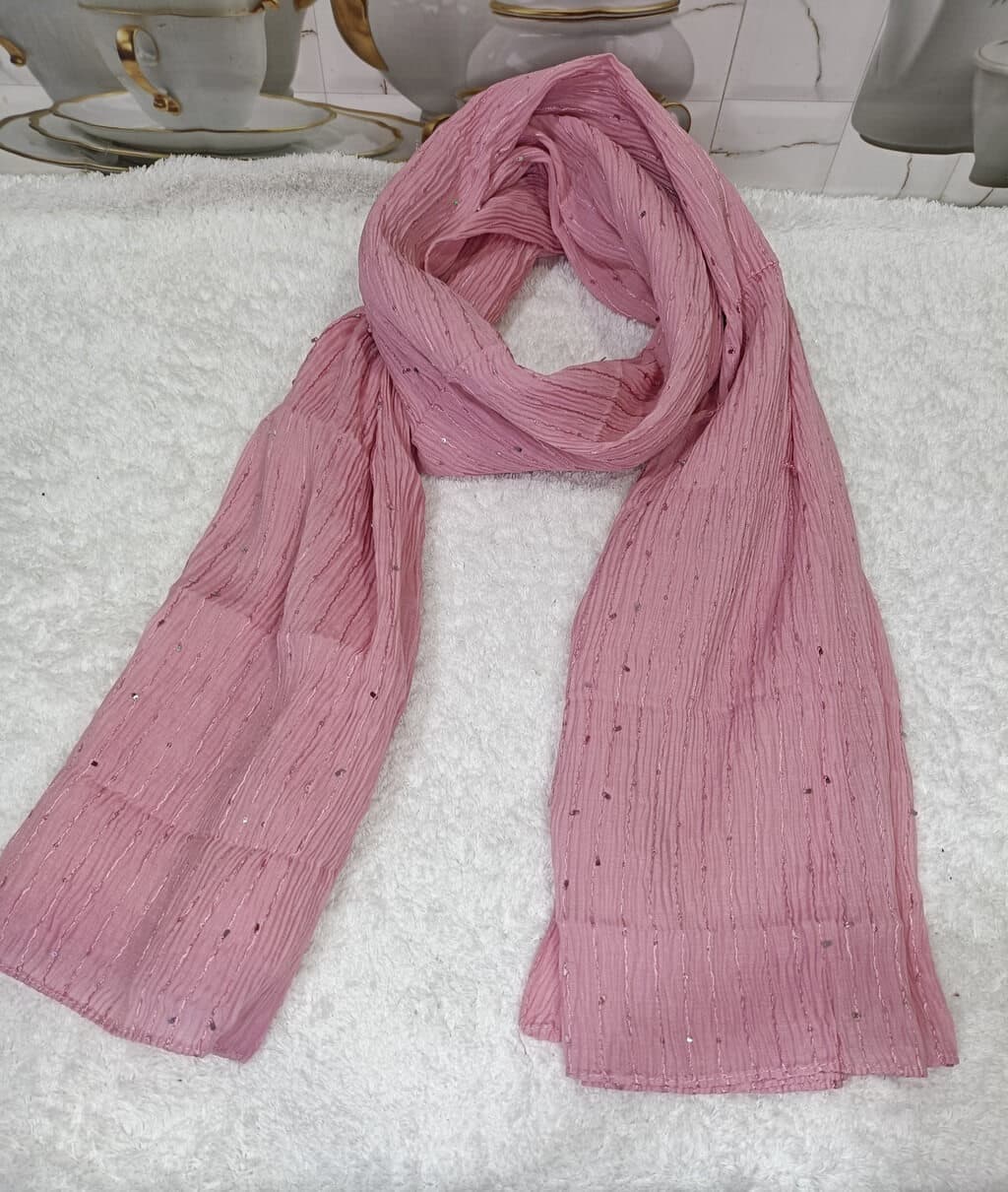 Light Pink Cotton Crush Hijab Stole thumbnail 2