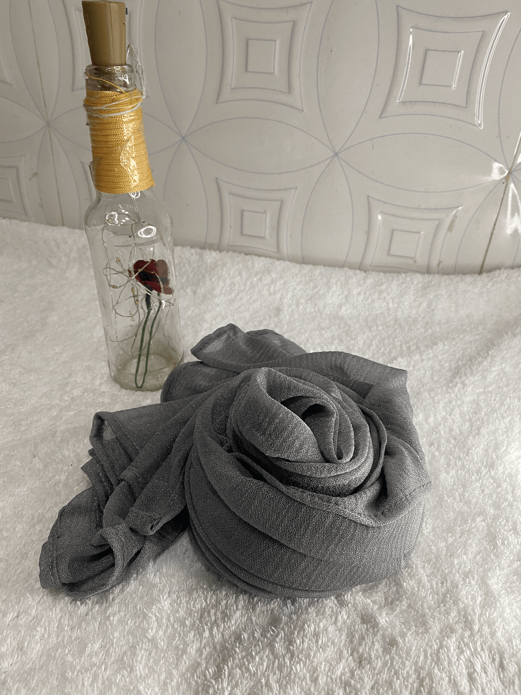 Latest Light Gray Jersey Hijab - Stole thumbnail 3