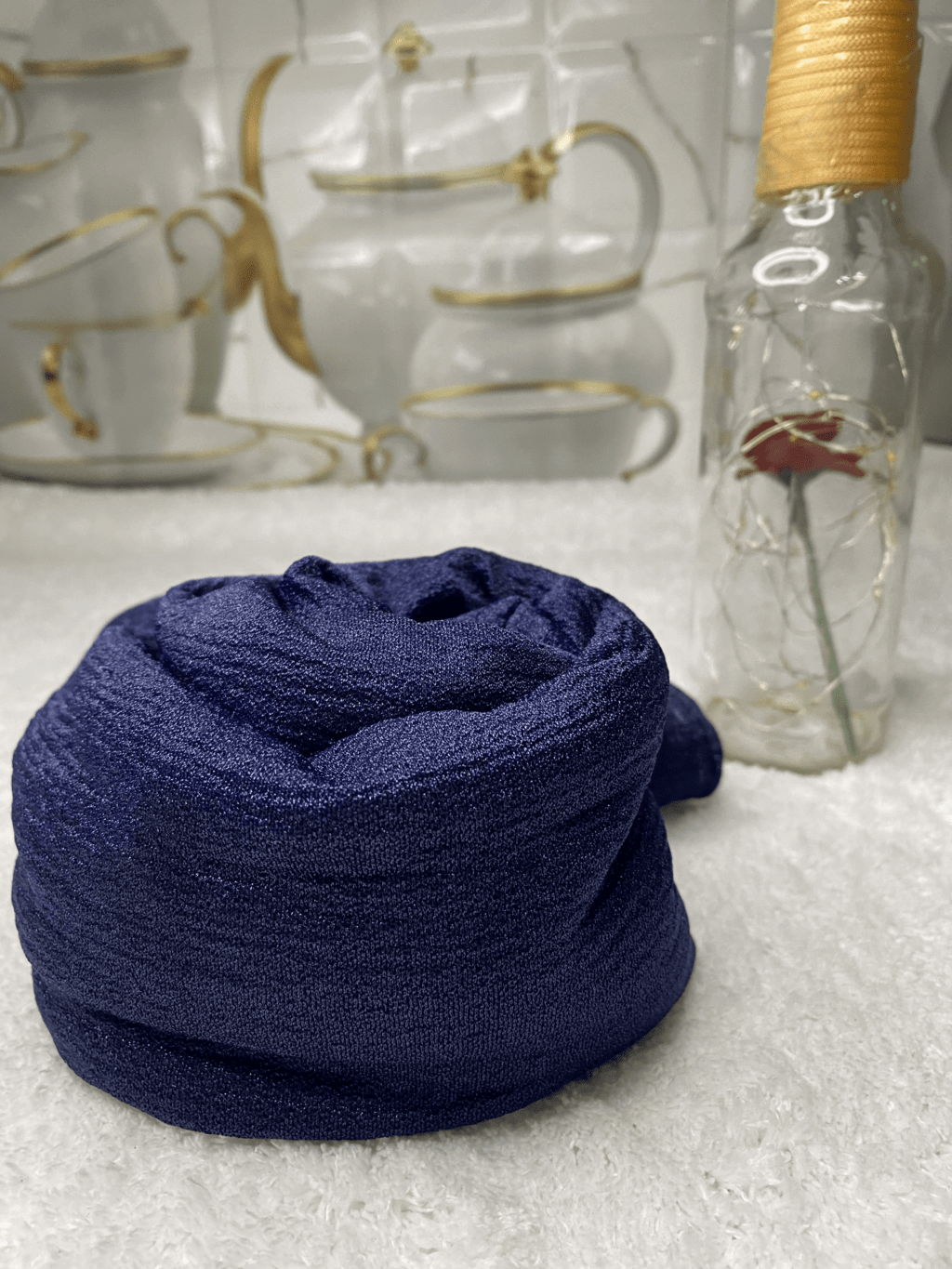 Navy Blue Jersey Hijab - Stole thumbnail 2
