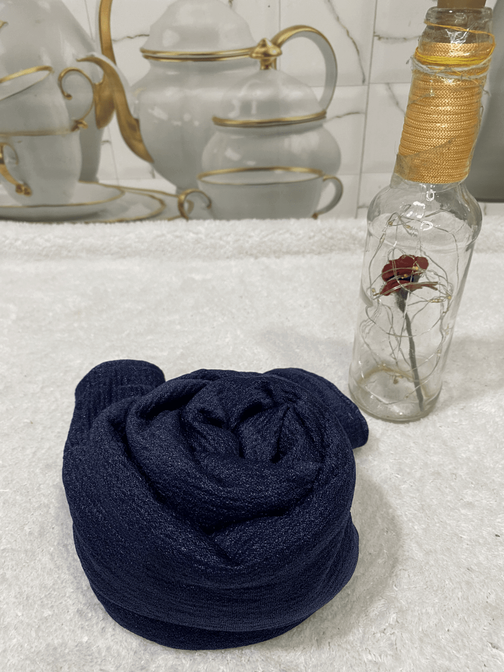 Navy Blue Jersey Hijab - Stole thumbnail 3
