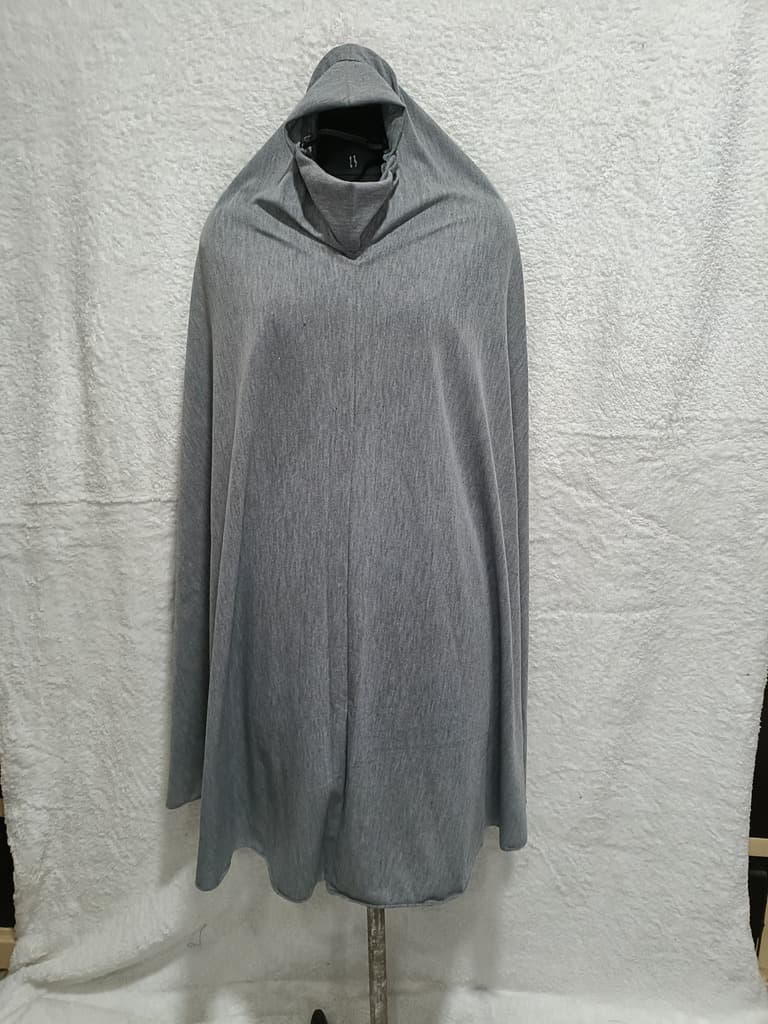 Modest Gray Khimar, Scarf Prayer Dress With Crush Color Pattern