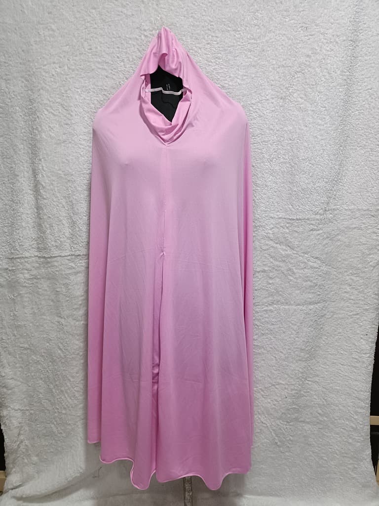 Modest Light Pink Khimar, Scarf Prayer Dress With Crush Color Pattern