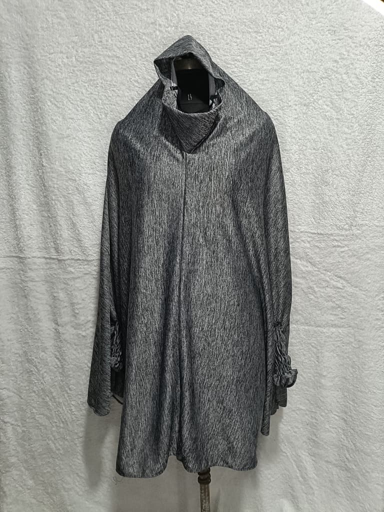 Crush Gray Khimar, Scarf Prayer Dress With Elastic Sleeves