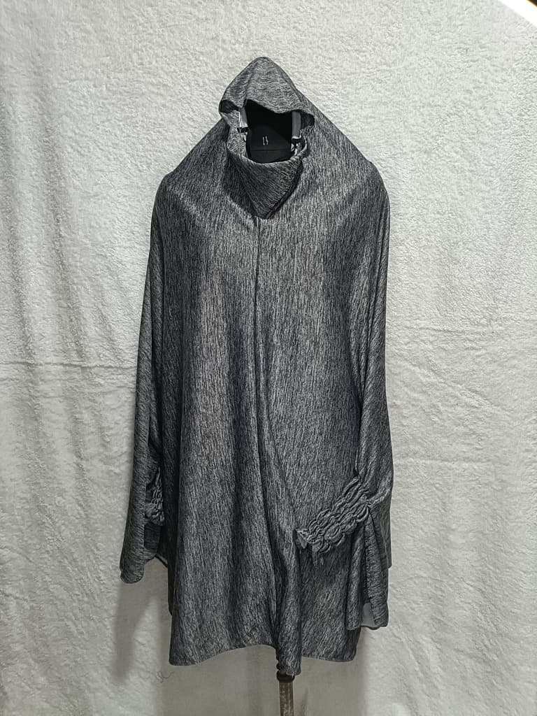 Crush Gray Khimar, Scarf Prayer Dress With Elastic Sleeves image