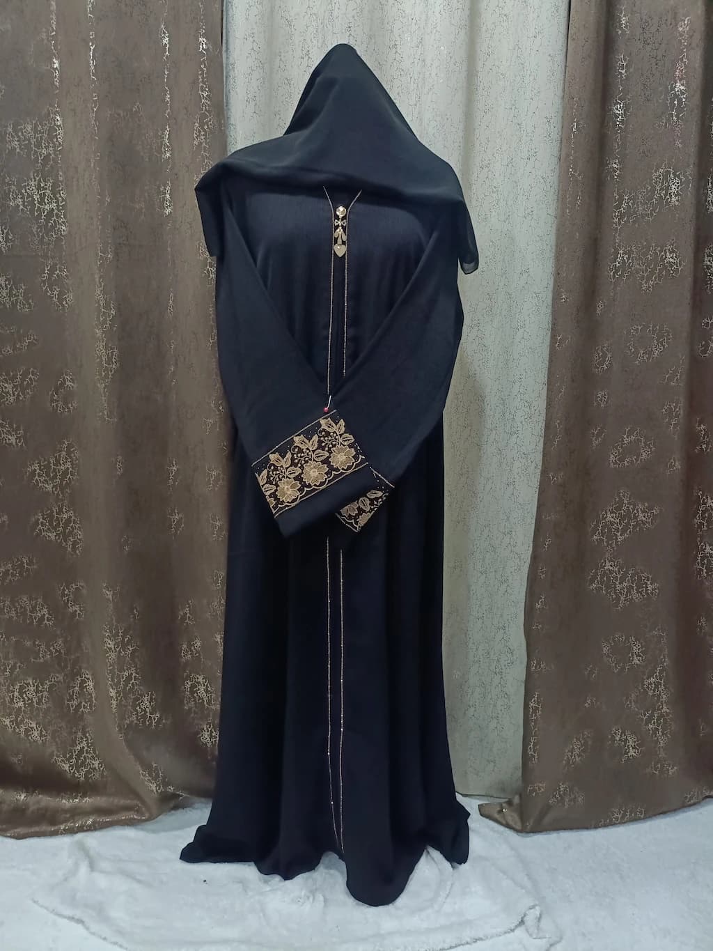 Black Abaya With Embroidery On Sleeves