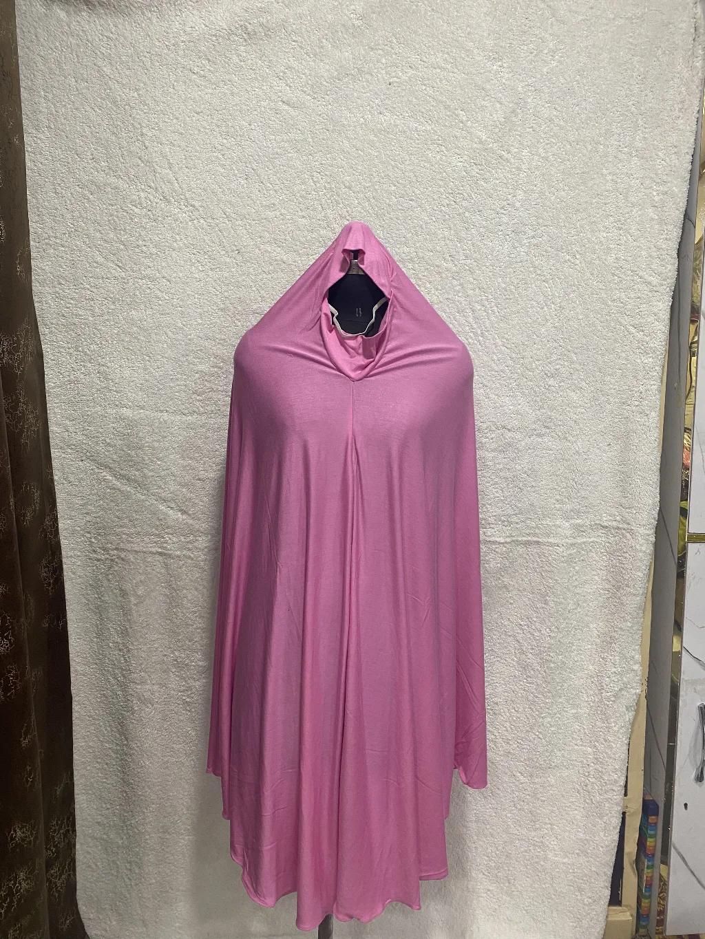 Light Pink Cotton Hosiery Khimar Scarf Prayer Dress