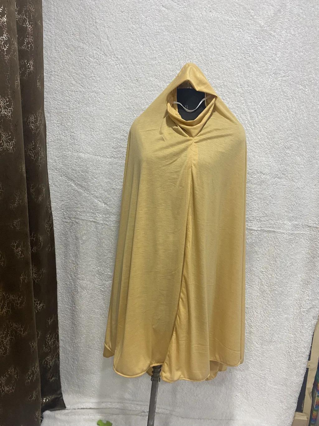 Camel Brown Cotton Hosiery Khimar Scarf Prayer Dress