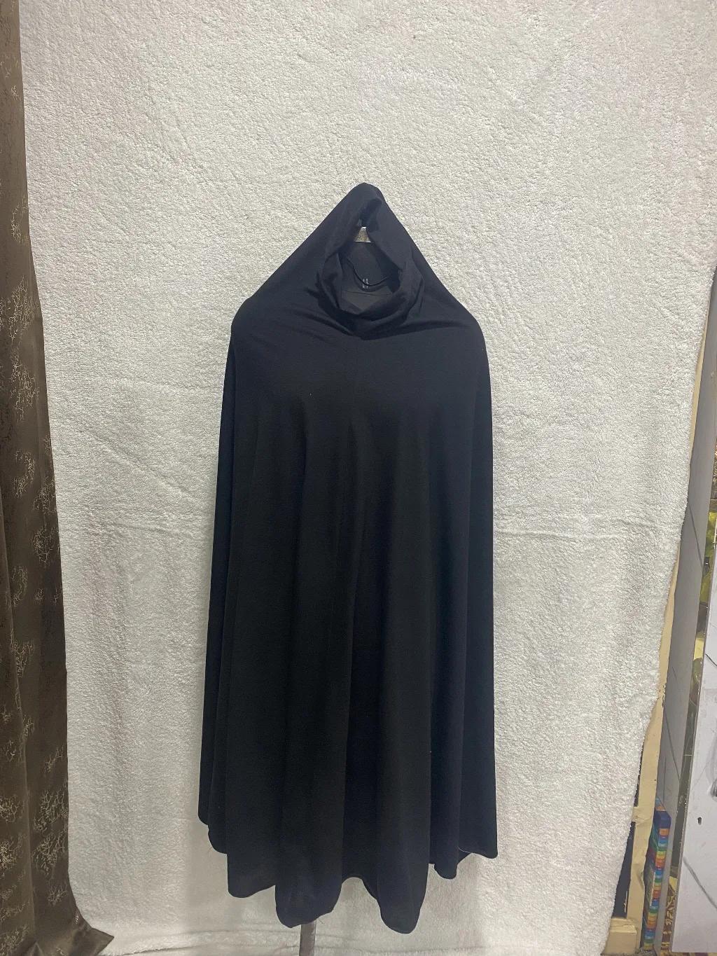 Black Cotton Hosiery Khimar Scarf Prayer Dress