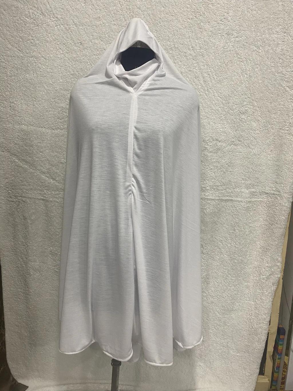 White Cotton Hosiery Khimar Scarf Prayer Dress