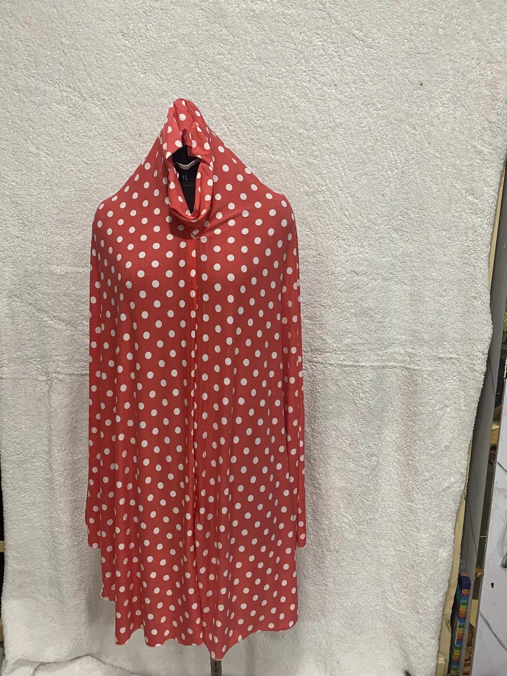 Modest Faded Red Khimar Scarf Prayer Dress With White Dots
